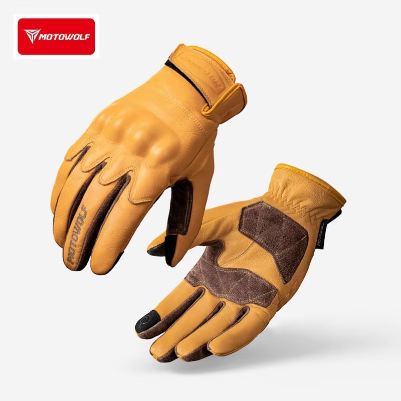 Motorcycle Glove Knuckle - Skórzane Rękawice Motocyklowe Retro Rękawice do