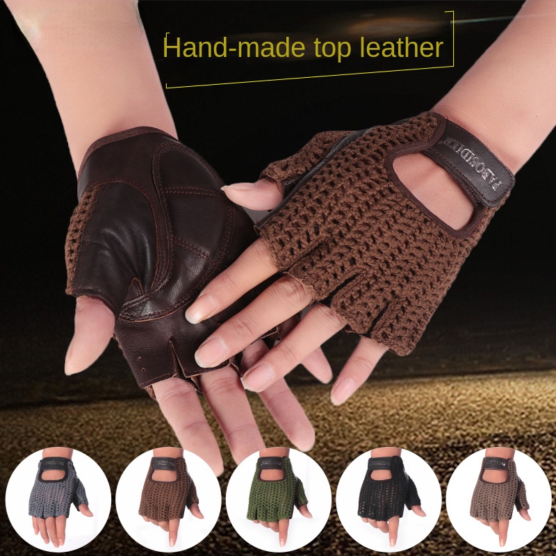 Leather Driving Glove - Unisexowe letnie rękawiczki bez palców z